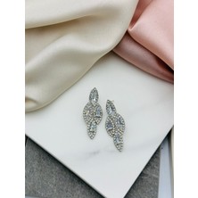 Gümüş Baget Taşlı Sallantılı Çelik Küpe