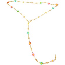 Fm Renkli Papatyalar Model Zirkon Taş Modern Tasarım Y Model Kolye (Y2296)