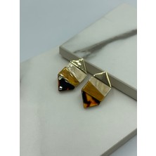 Gold Karışık Desen Leopar Detaylı Tasarım Küpe