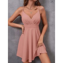 Kadın Ip Askılı Kruvaze Yakalı Kiloş Ithal Krep Elbise