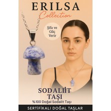 Sertifikalı Mantar Model Sodalit Taşı Kolye - Şifa ve Güç Veren Doğal Taş Kolye