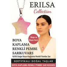 Sertifikalı Yıldız Model Pembe Sarı Kuvars Doğal Taş Kolye – Neşe ve Ilham Taşı