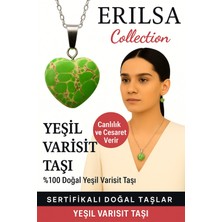 Sertifikalı Kalp Model Yeşil Varisit Doğal Taş Kolye – Canlılık Cesaret ve Ruhsal Denge Taşı
