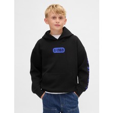 Gap Erkek Çocuk Siyah Sweatshirt Gapfit Tech Hızlı Kuruyan Logo