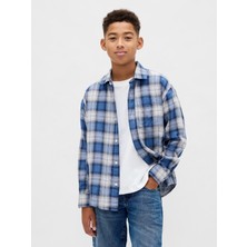 Gap Erkek Çocuk Mavi Relaxed Ekose Gömlek