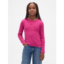 Gap Kız Çocuk Pembe Örgülü Gap Logo T-Shirt