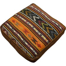 Yeni El Dokuma Dekoratif Puf Köşe Minderi Kırlent Kılıfı Kilim 6225