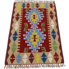 Yeni El Dokuma Kırmızı Kayseri Yün Kilim 6358