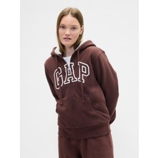 Gap Kadın Kahverengi Gap Logo Fermuarlı Sweatshirt
