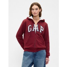 Gap Kadın Tuğla Kırmızısı Gap Logo Fermuarlı Sweatshirt