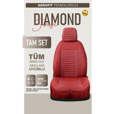 
alfa Romeo 146 ile Uyumlu Lüx Deri Oto Koltuk Kılıfı Ön Arka Takım Dıamond Serisi Bordo