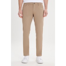 Altınyıldız Classics Erkek Camel Diz İzi Yapmayan Slim Fit Dar Kesim 5 Cep Pamuklu Kanvas Esnek Chino Pantolon
