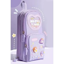 Mavigök Mor Kawai Kore Tarzi Kalem Çanta 3 Bölme 6 Hücre Desenli Dayanıklı Yapı