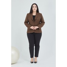 Kadın Pötikareli Düğmeli Klasik Ceket