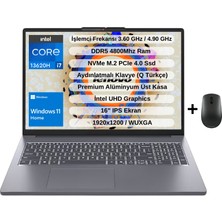 Lenovo Ip Slim 3 Intel Core I7 13620H 24GB 2tb SSD 16" Wuxga IPS WIN11 Taşınabilir Bilgisayar 83K2001WTR - Lenovo Mouse WZ24