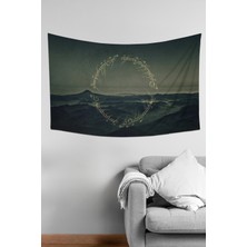 Moud's Yüzüklerin Efendisi Tek Yüzük Yazı Desenli Duvar Örtüsü Duvar Halısı Tapestry Süet Dokulu Kumaş
