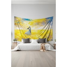 Moud's Çiçek Tarlasında Dans Desenli Duvar Halısı Duvar Örtüsü Tapestry Süet Dokulu Kumaş