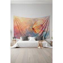 Moud's Pastel Kelebek Desenli Duvar Halısı Duvar Örtüsü Tapestry Süet Dokulu Kumaş