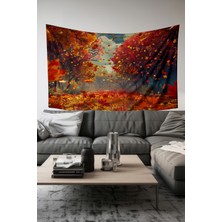 Moud's Sonbahar Yaprakları Desenli Duvar Halısı Duvar Örtüsü Tapestry Süet Dokulu Kumaş