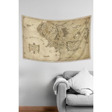 Moud's Yüzüklerin Efendisi Orta Dünya Haritası Desenli Duvar Örtüsü Duvar Halısı Tapestry Süet Dokulu Kumaş
