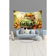 Moud's Neşeli Hasat Desenli Duvar Halısı Duvar Örtüsü Çocuk Odası Tapestry Süet Dokulu Kumaş