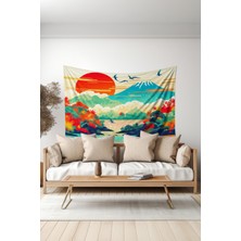 Moud's Doğanın Renkli Uyanışı Desenli Duvar Halısı Duvar Örtüsü Tapestry Süet Dokulu Kumaş