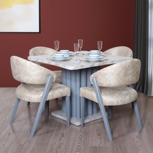 Eymense Alesta Kare 4 Sandalyeli Mutfak Masa Takımı