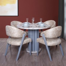 Eymense Alesta Yuvarlak 4 Sandalyeli Mutfak Masa Takımı