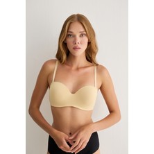 Madwoman Toparlayıcı Balenli Dolgusuz Straplez Sırt Dantel Desenli Lotus 3315 Ten