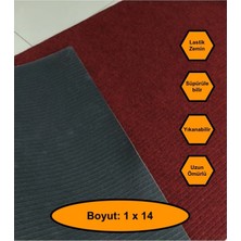 NetBazaars Bordo Çelik Halı, Yolluk, Lastik Tabanlı, 1X14 Metre, Kaydırmaz
