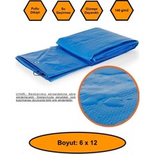 NetBazaars Ebatlı Branda, 6X12 Çadır 140 Gr/m2 Su Geçirmez Kamyon Saman Inşaat Gölgeeme Çadırı