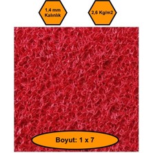 NetBazaars Kırmızı Kıvırcık Plastik Paspas, Dış Mekan Için Paspas, 1x7