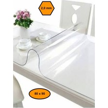 NetBazaars 2,0 mm Pvc Masa Örtüsü, Şeffaf Masa Kaplaması, 80X90