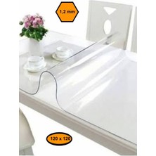 NetBazaars 1,2 mm Pvc Masa Örtüsü, Şeffaf Masa Kaplaması, 120X120