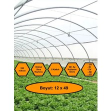 NetBazaars Sera Naylonu, 36 Aylık, 5 Katkılı, 350 Micron 12X49 Şeffaf Sera Örtüsü, Uv Dayanımlı, Ir, Ev, Ab, Ld