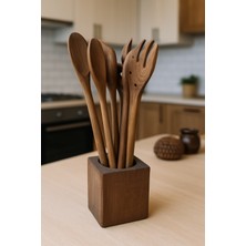 Flyinqshops Doğal Ahşap Mutfak Gereçleri Seti – 6 Parça Kaşık, Spatula, Servis Çatalı – Sağlıklı ve Dayanıklı