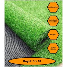 NetBazaars 3X10 Metre Yapay Çim Halı, Lastik Taban, Yeşil Suni Halı, 20 mm Kalınlığında