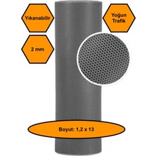 NetBazaars Gri Petek Mat Pvc Kaydırmaz Petek Paspas, 1,2X13 Metre