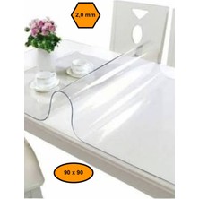 NetBazaars 2,0 mm Pvc Masa Örtüsü, Şeffaf Masa Kaplaması, 90X90