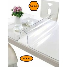 NetBazaars 1,2 mm Pvc Masa Örtüsü, Şeffaf Masa Kaplaması, 90X50