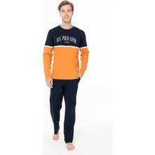 U.s Polo Assn. 18952 Erkek Uzun Kollu Bisiklet Yaka Pijama Takımı-Turuncu