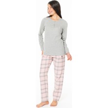 U.s Polo Assn. 20169 Kadın Uzun Kollu Düğmeli Bisiklet Yaka Pijama Takımı-Grimelanj