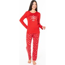 U.s Polo Assn. 20151 Kadın Uzun Kollu Bisiklet Yaka Pijama Takımı-Kırmızı
