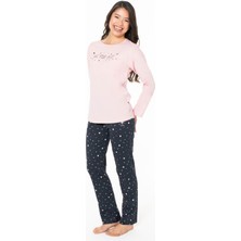 U.s Polo Assn. 20140 Kadın Uzun Kollu Bisiklet Yaka Pijama Takımı-Pembe