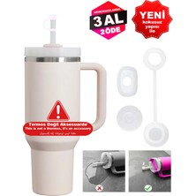 Stanley Quencher ve Yeni Nesil Pipetli Termos Uyumlu 3 Parça 1 Set Sızdırmaz Koruyucu Aksesuar Silikon Set