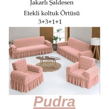 Upmall Jakarlı Şal Desen Koltuk, Kanepe, Çekyat Örtüsü, Likralı, Etekli, Koltuk Kılıfı 3+3+1+1 Takım 