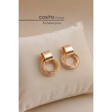 Cosita Yellow Gold Metal Çoklu Vintage Küpe