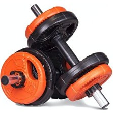 Ecgspor 11 kg Grip Plate Dumbbell Set 10 kg Plakalar + 2 Bar Turuncu Renkli Ağırlık