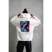 Martcini Erkek Astronot Baskılı Kapüşonlu Sweat - Beyaz