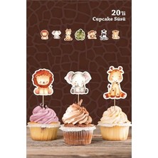  safari hayvanları pastel *kürdanlı cupcake süsü *20'li kalın kağıt
